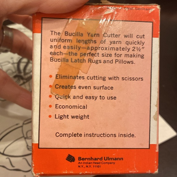 Vintage Bucilla Yarn Cutter For Latch Rugs & Pillows Original Box German made - Picture 7 of 7